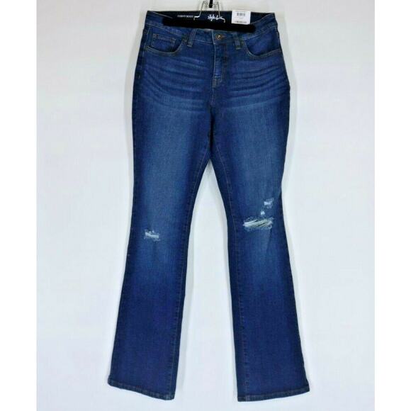 NWT Style & Co Distressed Denim Boot Cut Curvy Fade Jeans Women's Size 2 - Picture 1 of 7